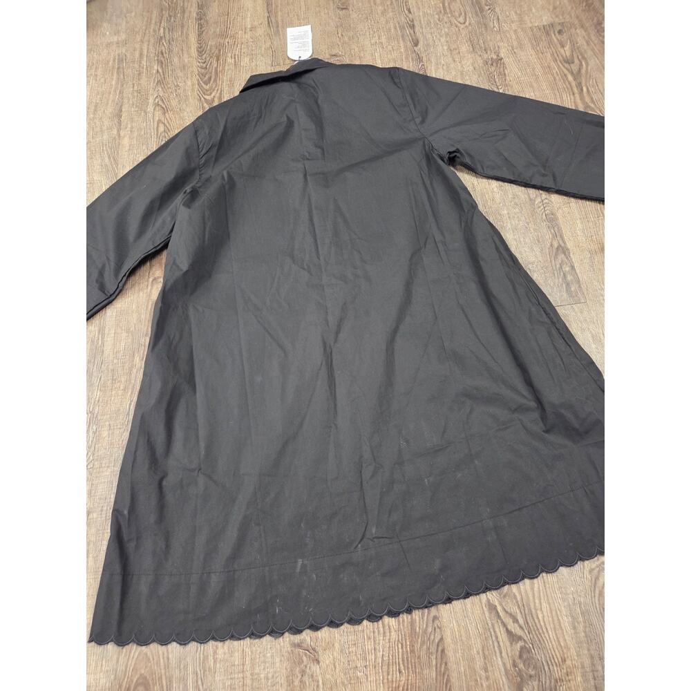 P. Cill NWT Black Scallop Hem Dress Button Front Collared Size Large - Picture 5 of 6